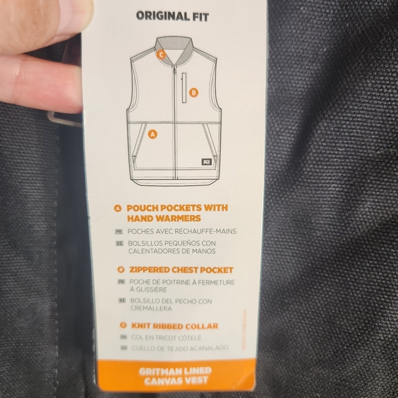 NWT Timberland Pro Original Fit Black Gritman Lined Canvas Vest, XXL - Picture 10 of 12